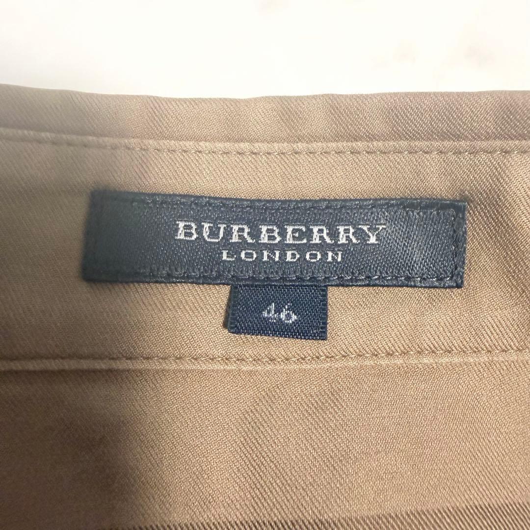 【美品】バーバリーロンドン メガチェック柄 長袖 シャツ 46 大きいサイズ 茶