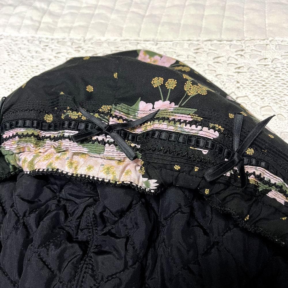 美品 ピンクハウス キルティング フード ブルゾン ブーケ ピコフリル リボン