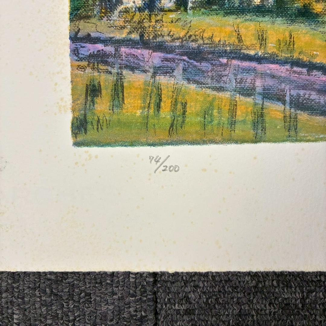 田崎廣助「桜島」リトグラフ 印章有 エンボス印有 額縁入り 田崎広助 鹿児島