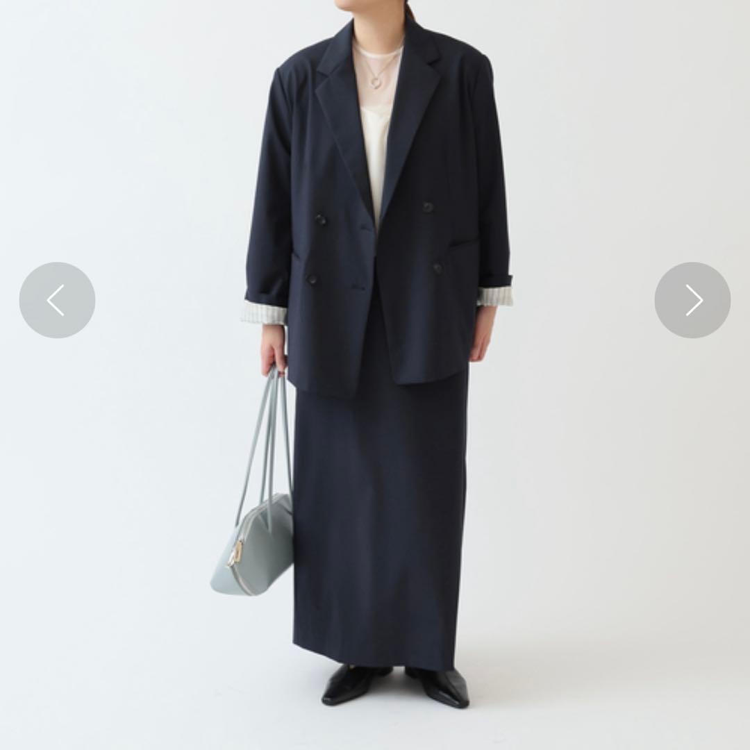 ◯【未使用級】JS オケージョン　トロストレッチジャケット　スカート　ネイビー