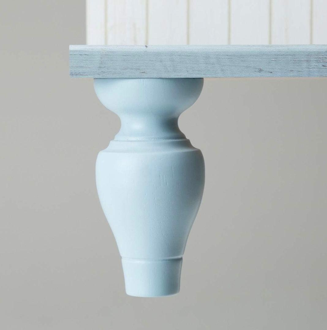 ライトブルー木製本棚 ガラス扉付き