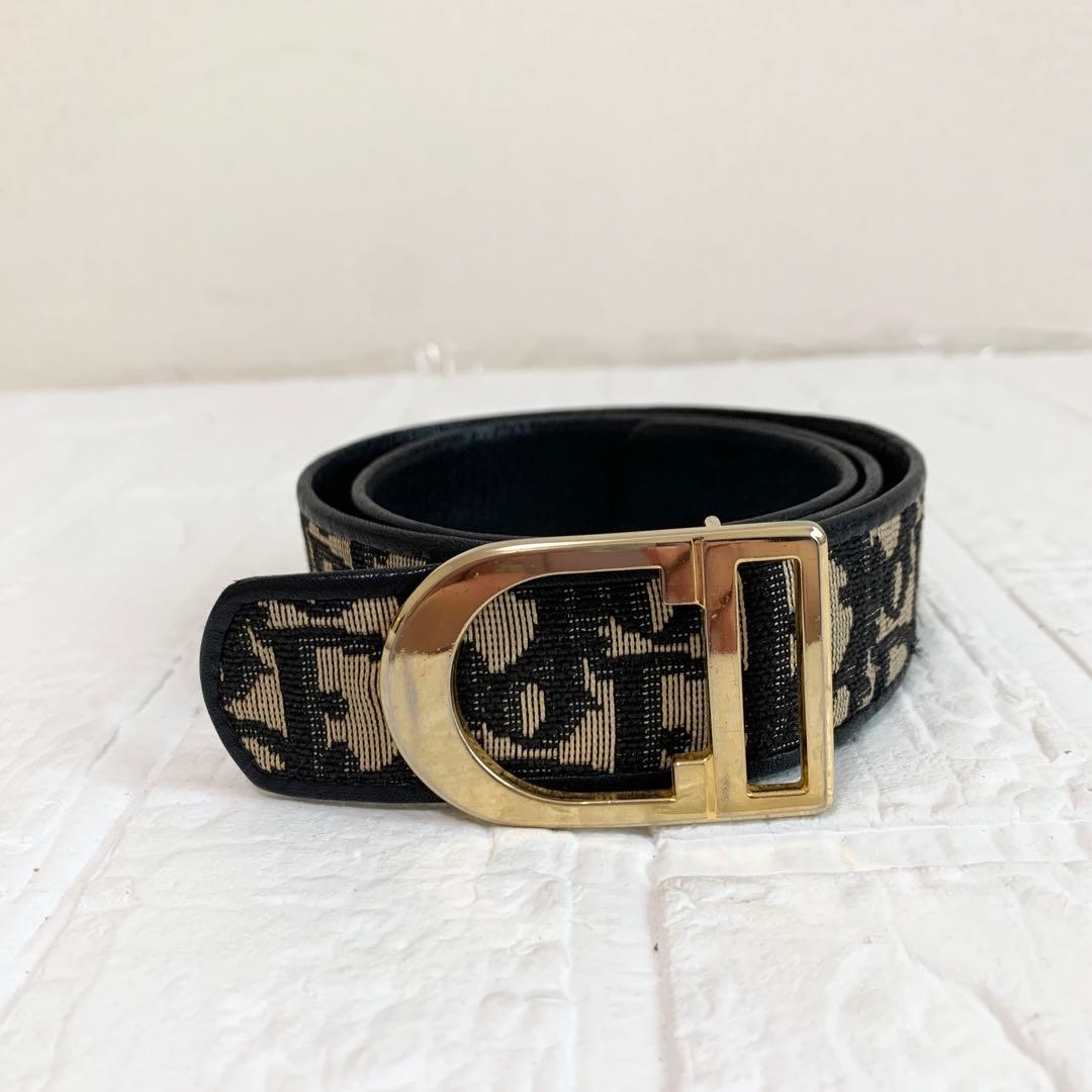 Christian Dior ディオール ベルト トロッターCDロゴ　ブラック