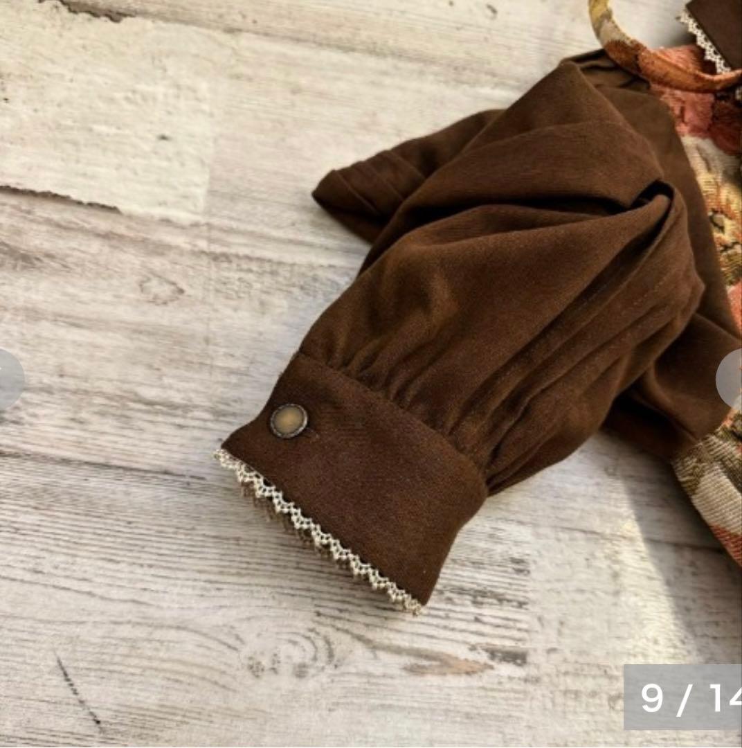 【超希少・完売品】新品未使用くる実 長袖ゴブラン膝丈ワンピース ベージュ 6L