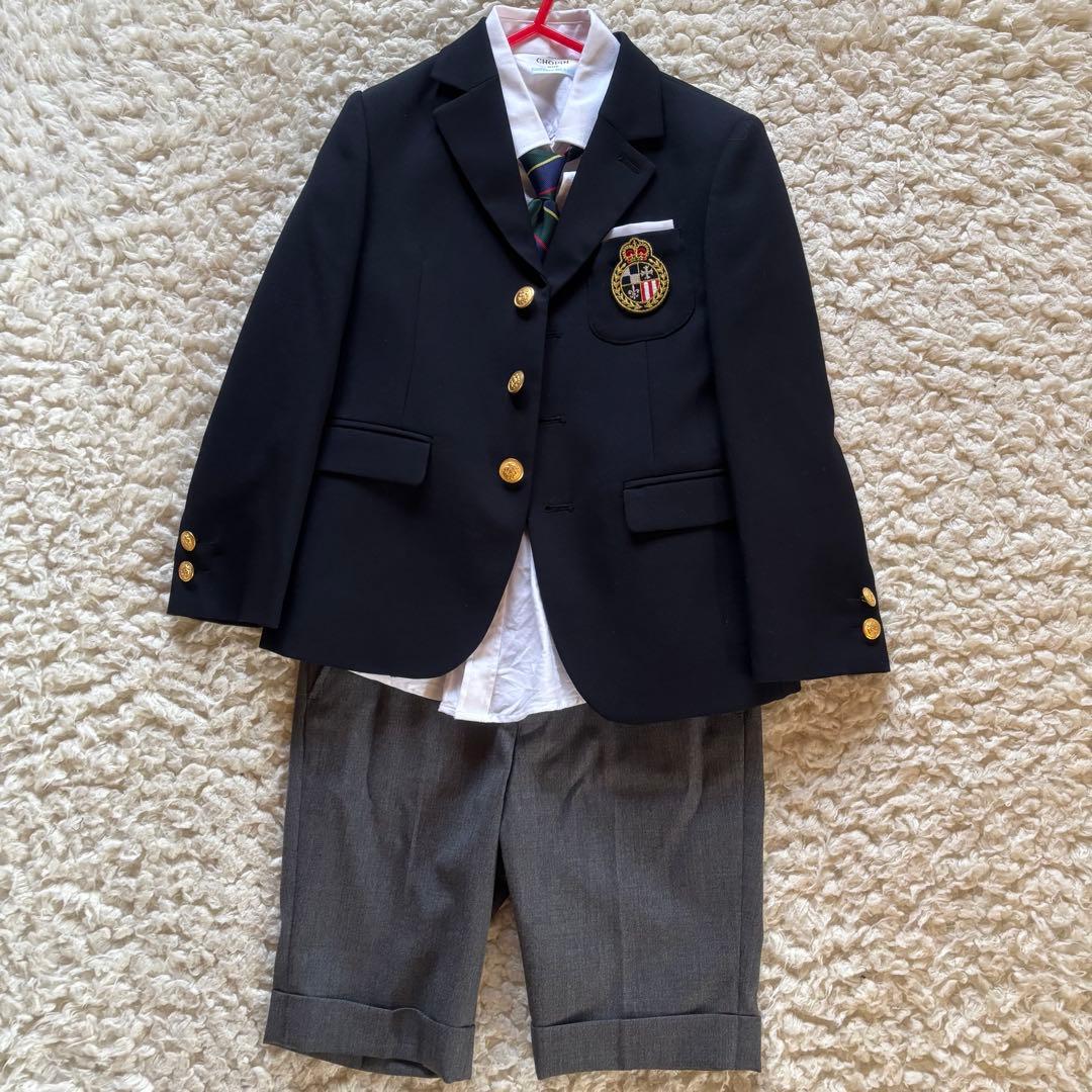 未使用級 ショパンwithこどもビームス 120cm 紺ブレ 金釦 6点セット