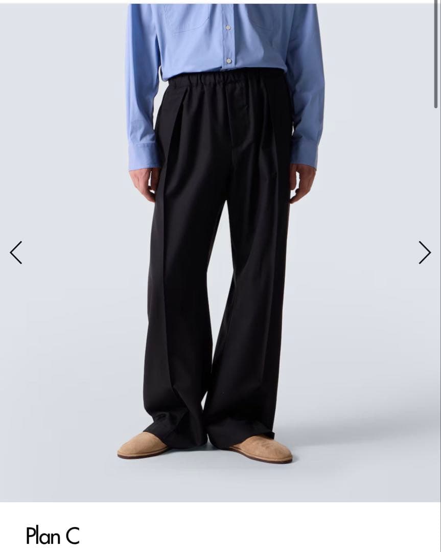 Plan C wide pants blackワイドパンツ　ブラック