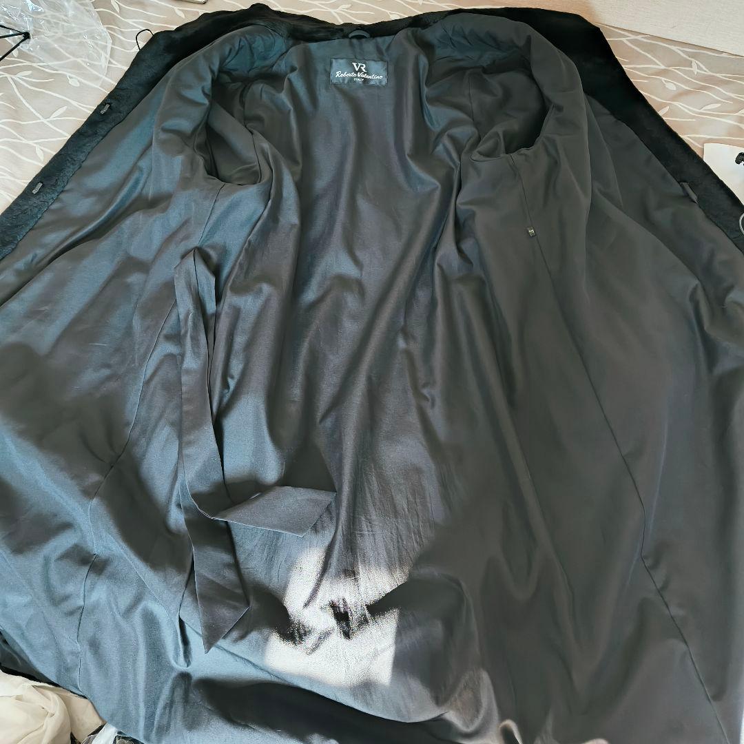 Roberto Valentino シェアードミンク ロングコート ブラック F