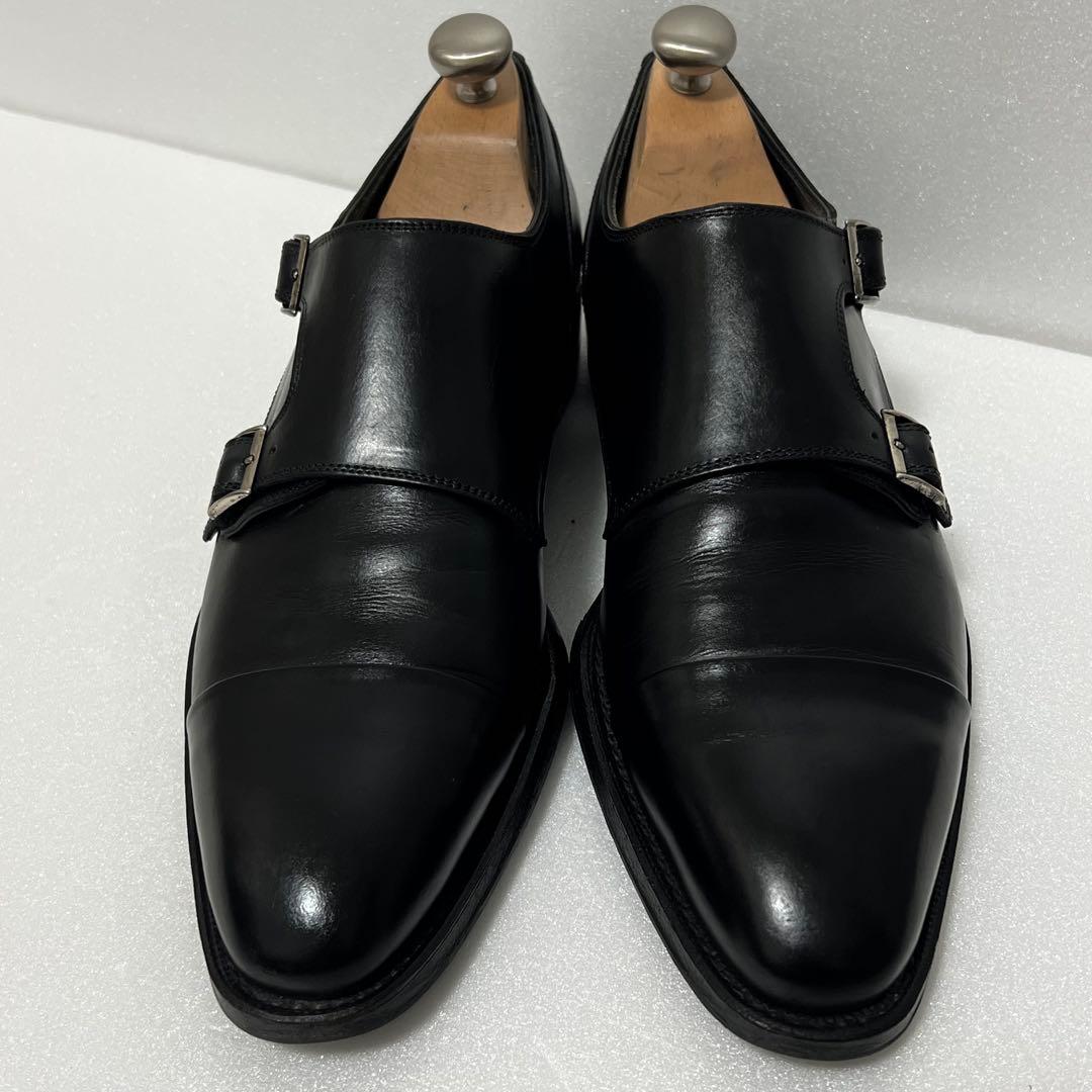 極美品✨️シェットランドフォックス 革靴 ダブルモンク ストラップ 黒 ストレート