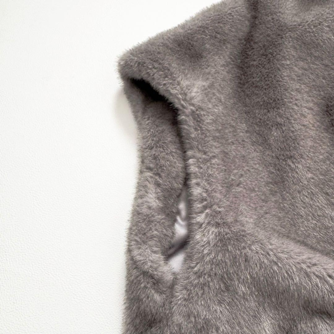 極美品✨24AWリナージオ ミンク風フェイクフレンチスリーブジレ ベスト グレー