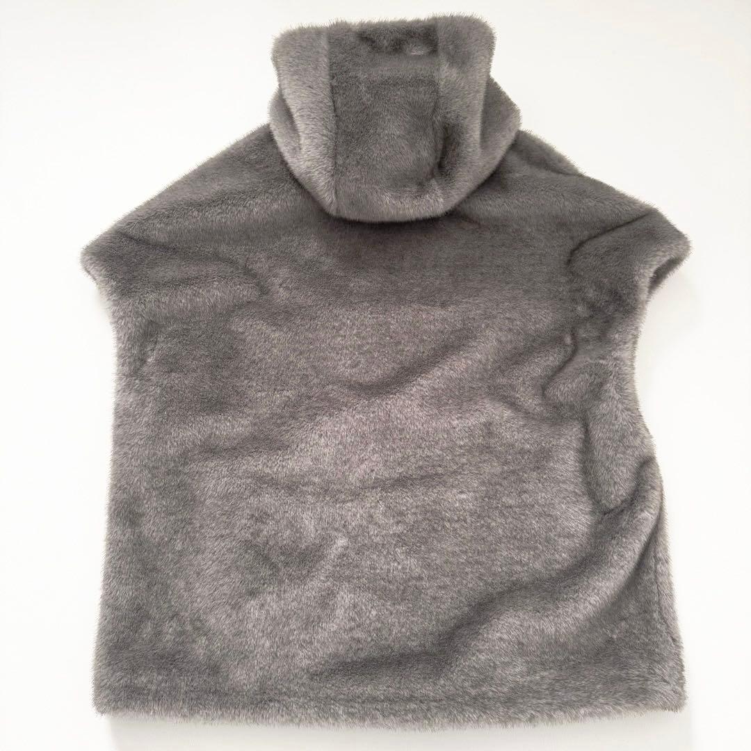 極美品✨24AWリナージオ ミンク風フェイクフレンチスリーブジレ ベスト グレー