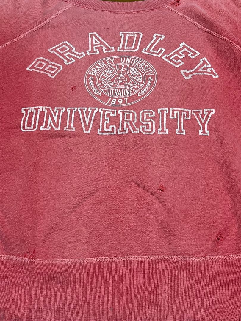 60s BRADLEY UNIVERSITY 3段プリント ビンテージ ラグラン