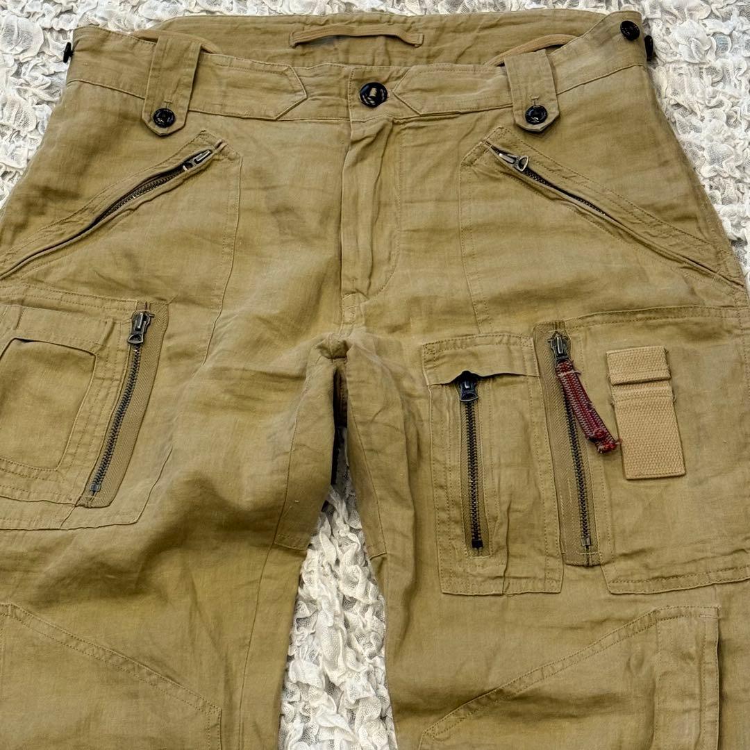 90s【ポロ ラルフローレン】 パラシュート カーゴパンツ リネン 32