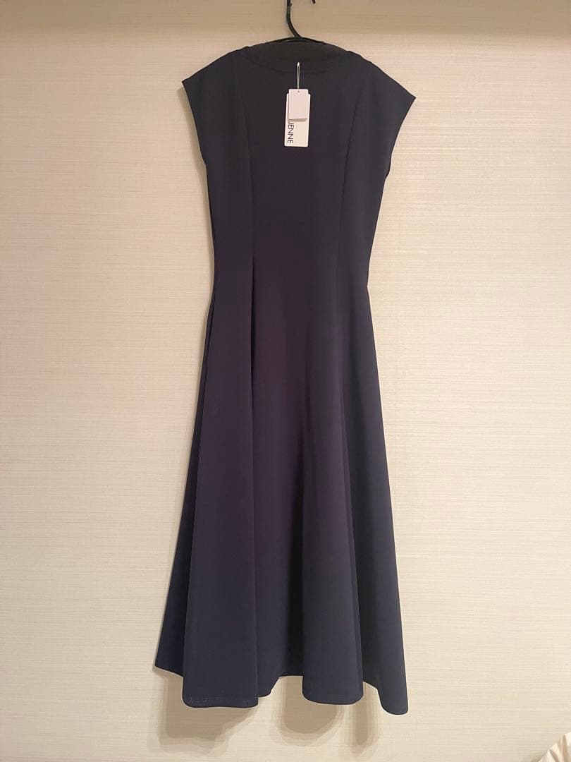完売✨JENNE フレンチ美シルエットとろみワンピース ネイビーM