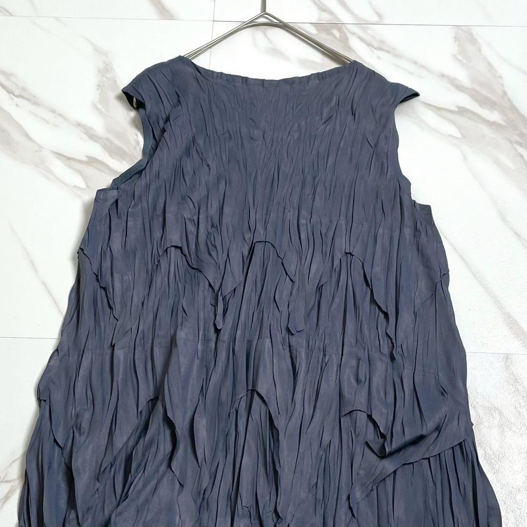 極美品 09AW◎プリーツプリーズ ノースリーブチュニック ギャザー 3