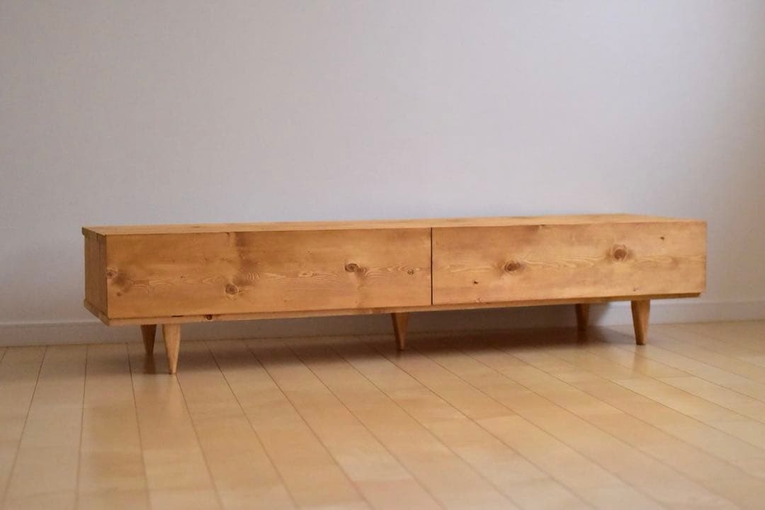 無垢材】テレビボード150 オーク色　木脚　北欧風　無垢材