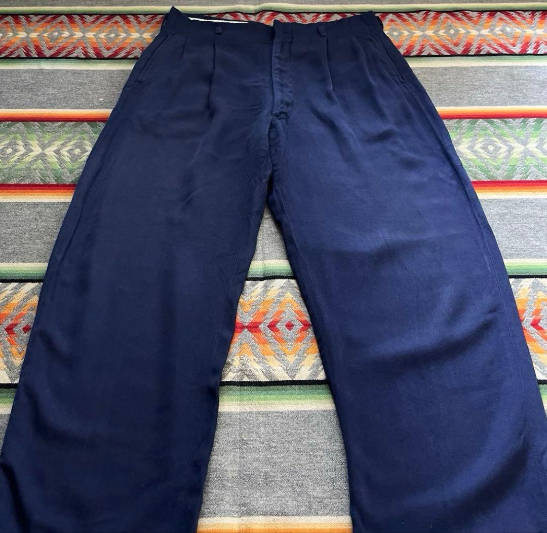 50s レーヨン ギャバジン スラックス ナス紺 ロカビリー ヴィンテージ