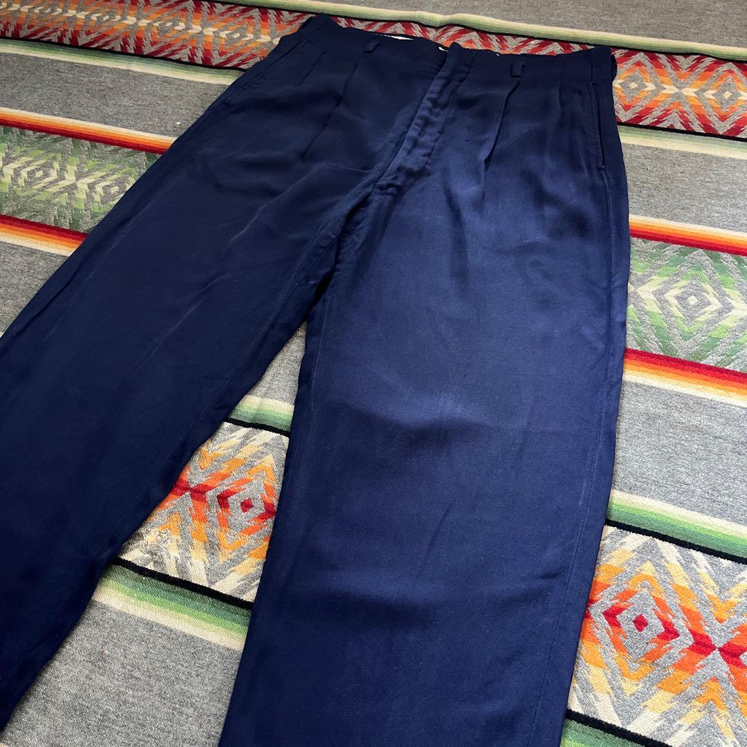 50s レーヨン ギャバジン スラックス ナス紺 ロカビリー ヴィンテージ