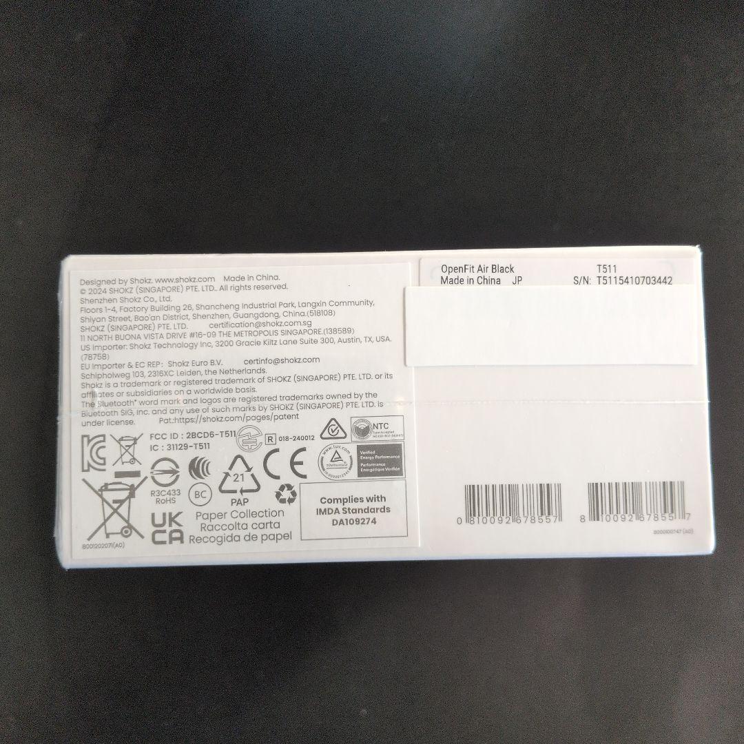 SHOKZ OPENFIT AIR ブラック
