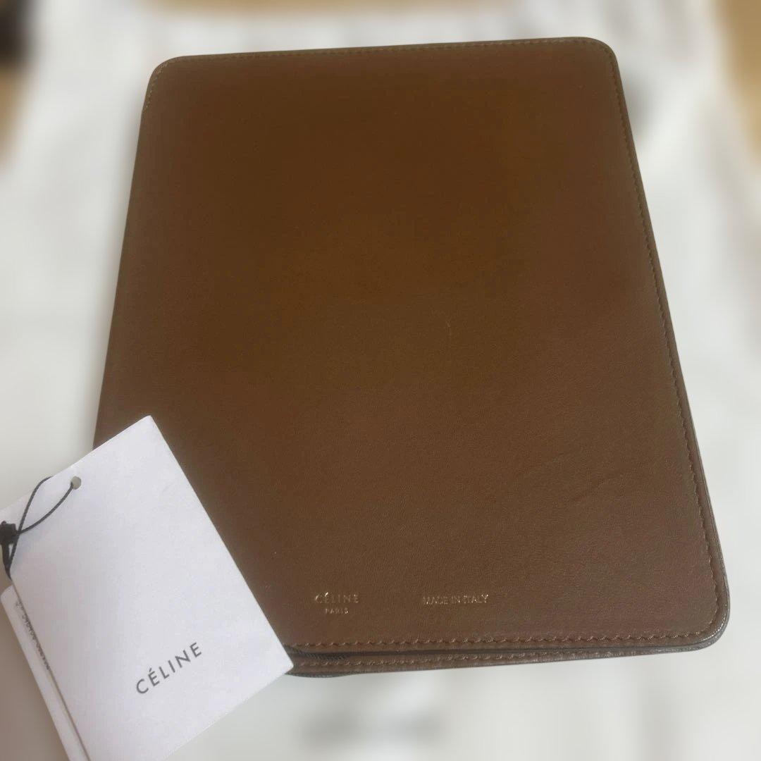【未使用・キズあり】CÉLINE レザー iPadケース キャメル
