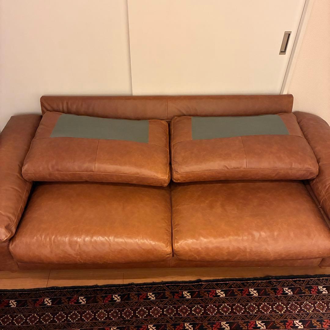 【美品】 【unico/SEINN】 セイン 3シーター ソファ 本革 ブラウン