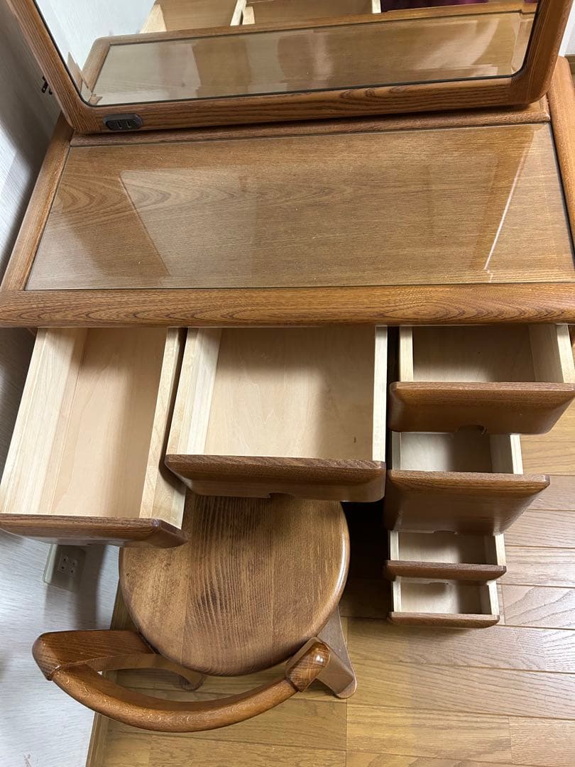 【手渡し希望】木製ドレッサー・鏡台 アーチ型ミラー付き