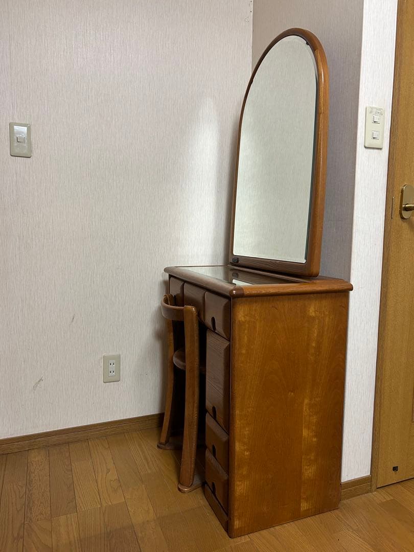 【手渡し希望】木製ドレッサー・鏡台 アーチ型ミラー付き