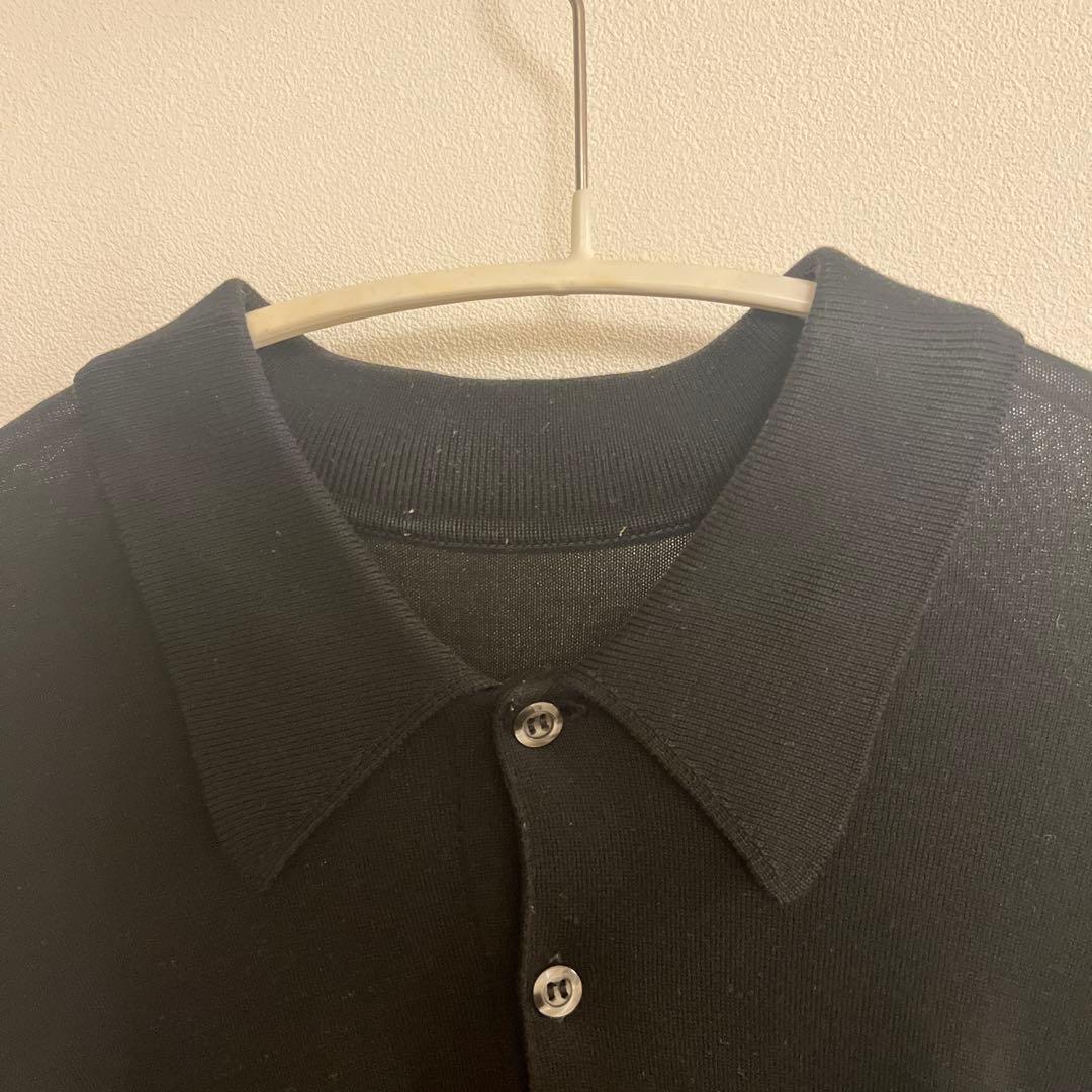 ジョンスメドレー シーアイランドコットン　ポロセーター　ブラック　S