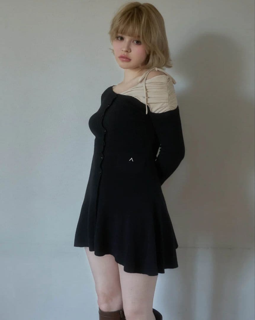 【新品】andmary Helen knit flare mini dress