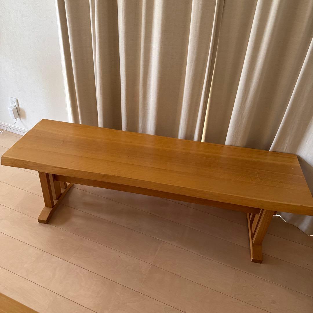 天然二レ無垢材　木製シンプルチェアー　ベンチシート