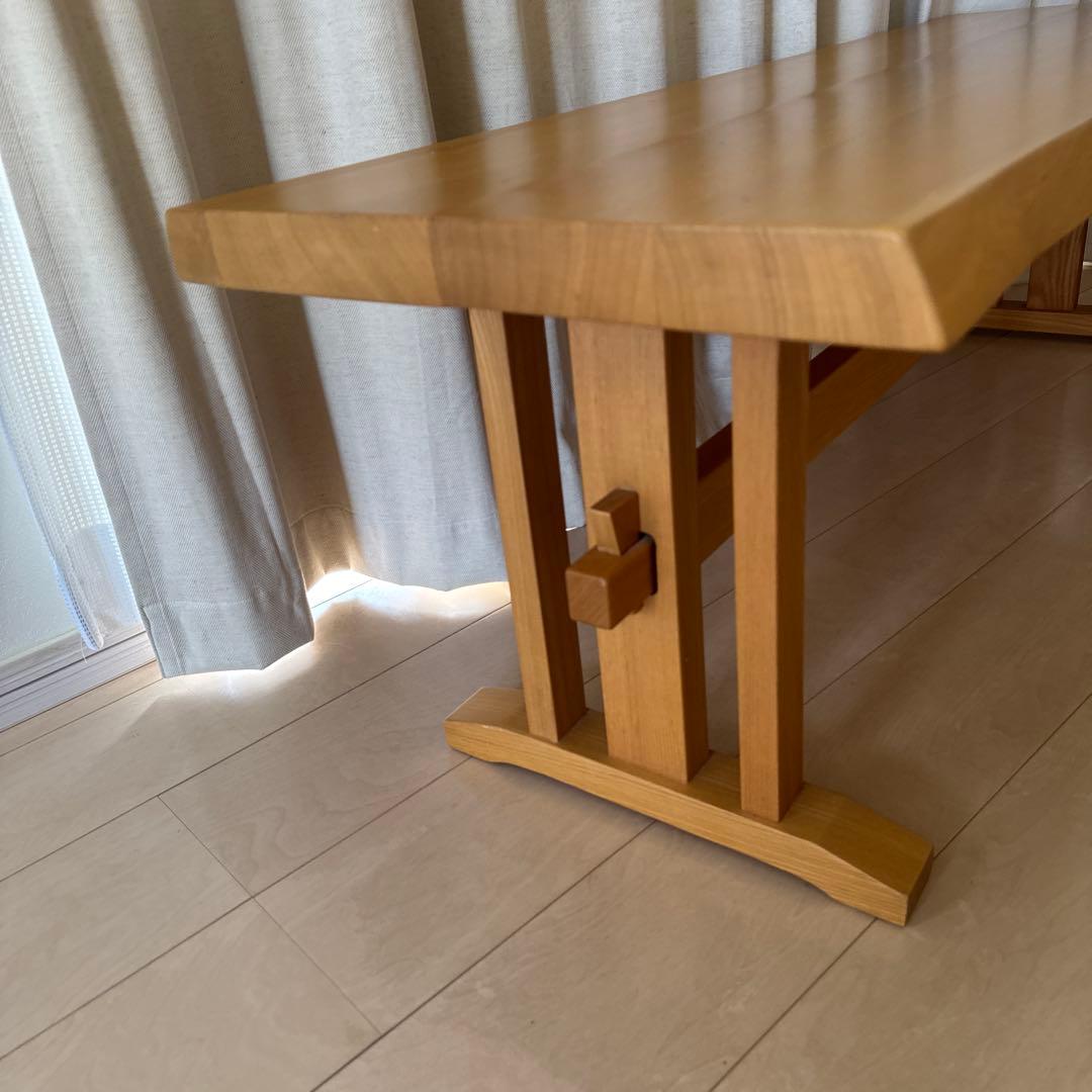 天然二レ無垢材　木製シンプルチェアー　ベンチシート