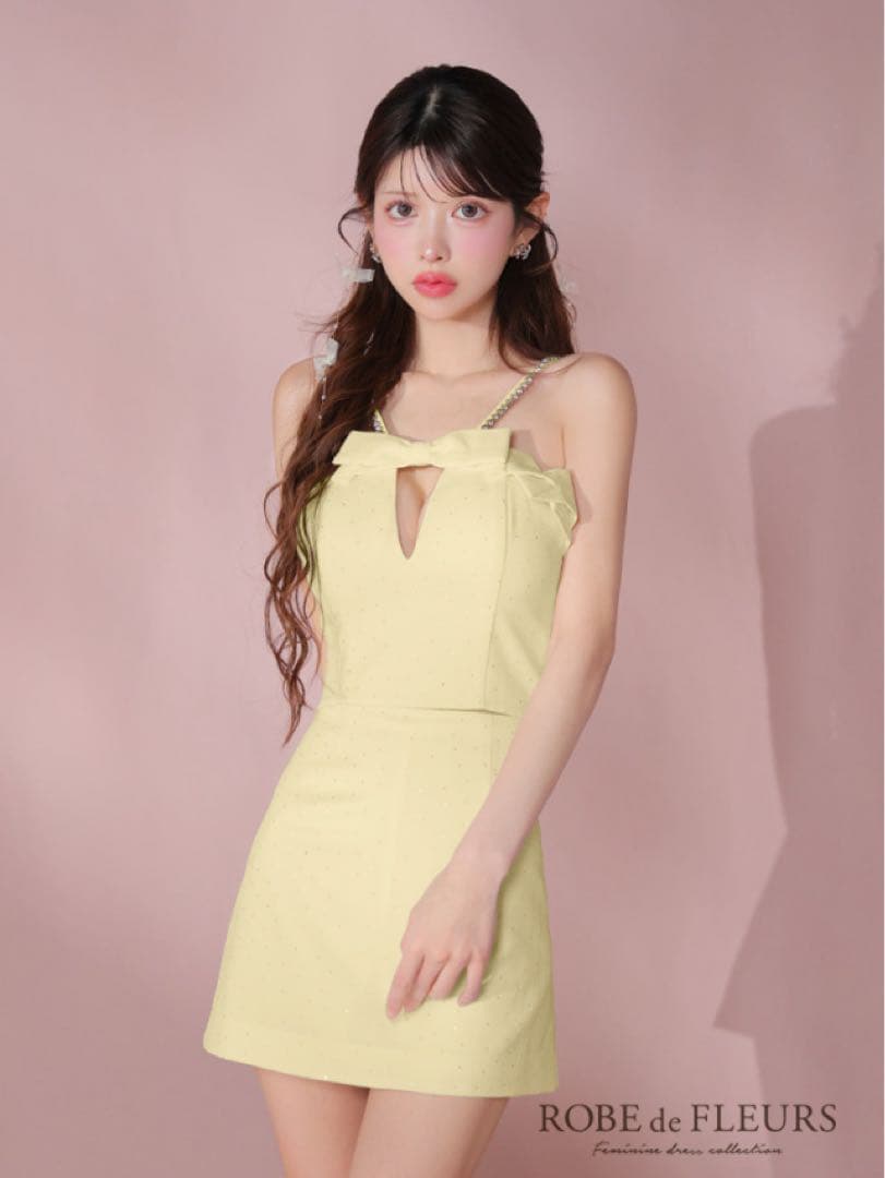 ROBE de FLEURS キャバドレス セットアップ　イエロー