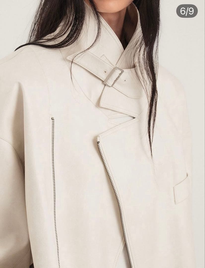 新品タグ付stunninglure ｒフェイクレザーライダースブルゾン ホワイト