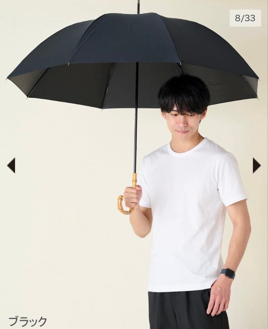 【即購入OK】サンバリア100 長傘 LLサイズ/ 無地 ブラック 直径107