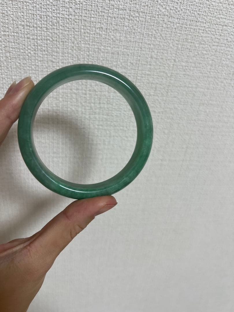 鑑定書付き未使用天然ヒスイ翡翠緑色バングルブレスレットジェダイトミャンマー