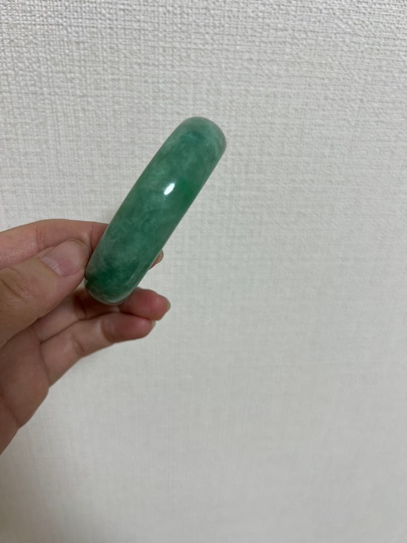 鑑定書付き未使用天然ヒスイ翡翠緑色バングルブレスレットジェダイトミャンマー