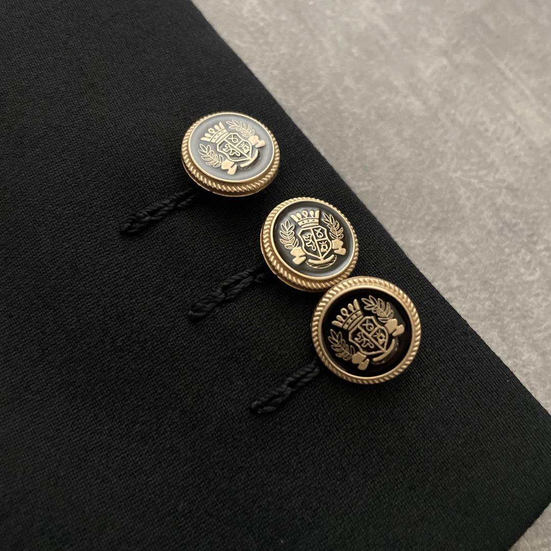 極上 漆黒ウール 黒金ボタン ダブルブレストスーツ OLD CELINEネクタイ