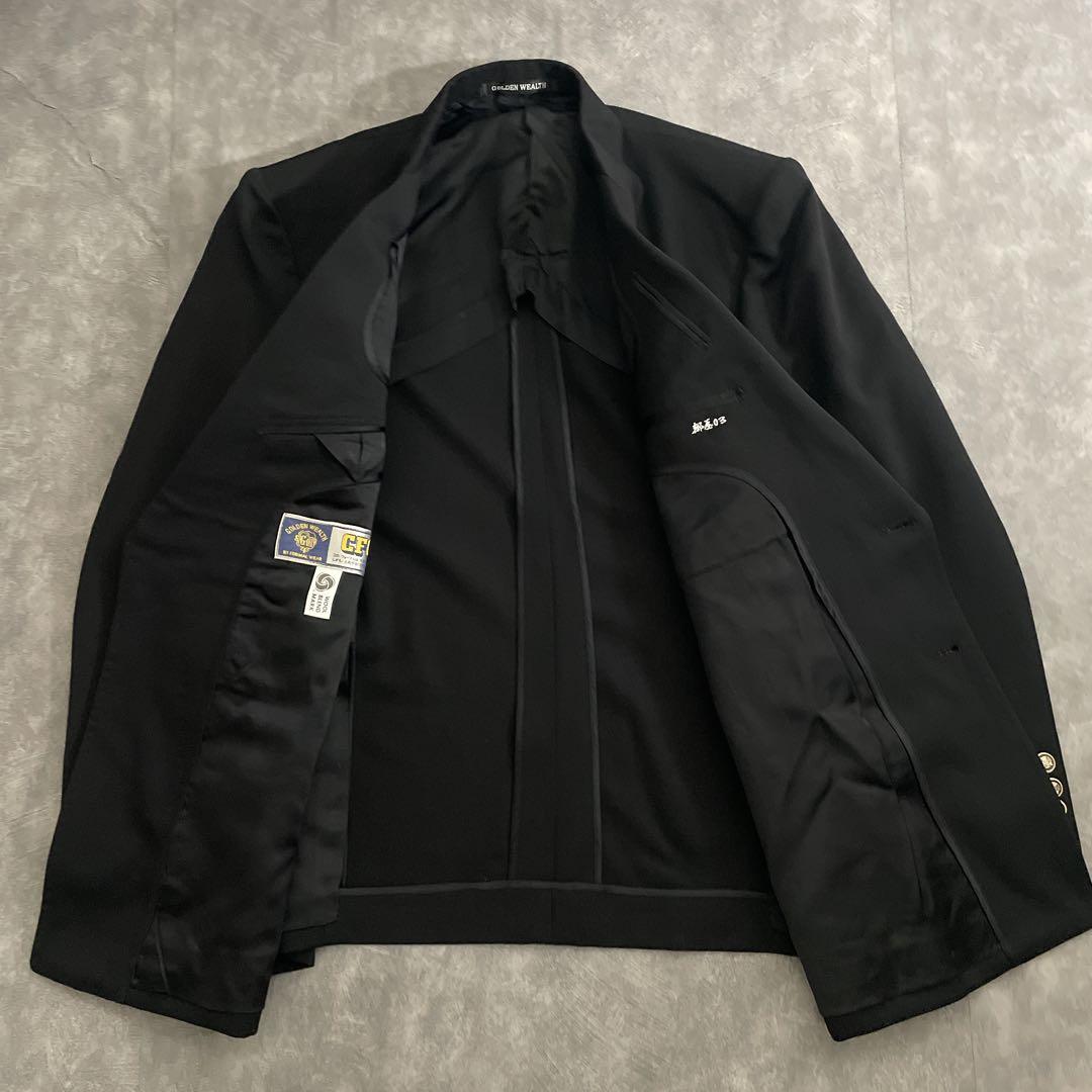 極上 漆黒ウール 黒金ボタン ダブルブレストスーツ OLD CELINEネクタイ