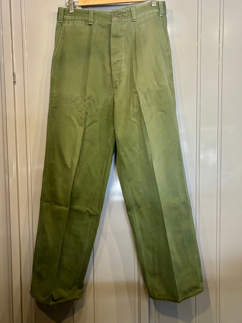 希少 40s 米軍実物 ベイカーパンツ 月桂樹ボタン ユーティリティ パンツ