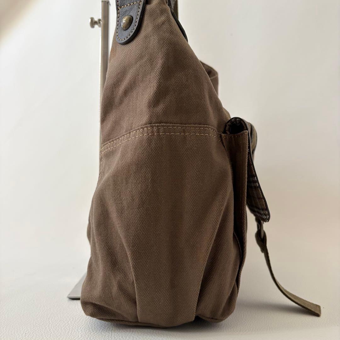 Y2K バーバリーブルーレーベル ワンショルダーバッグ キャンバス レザー 刺繍