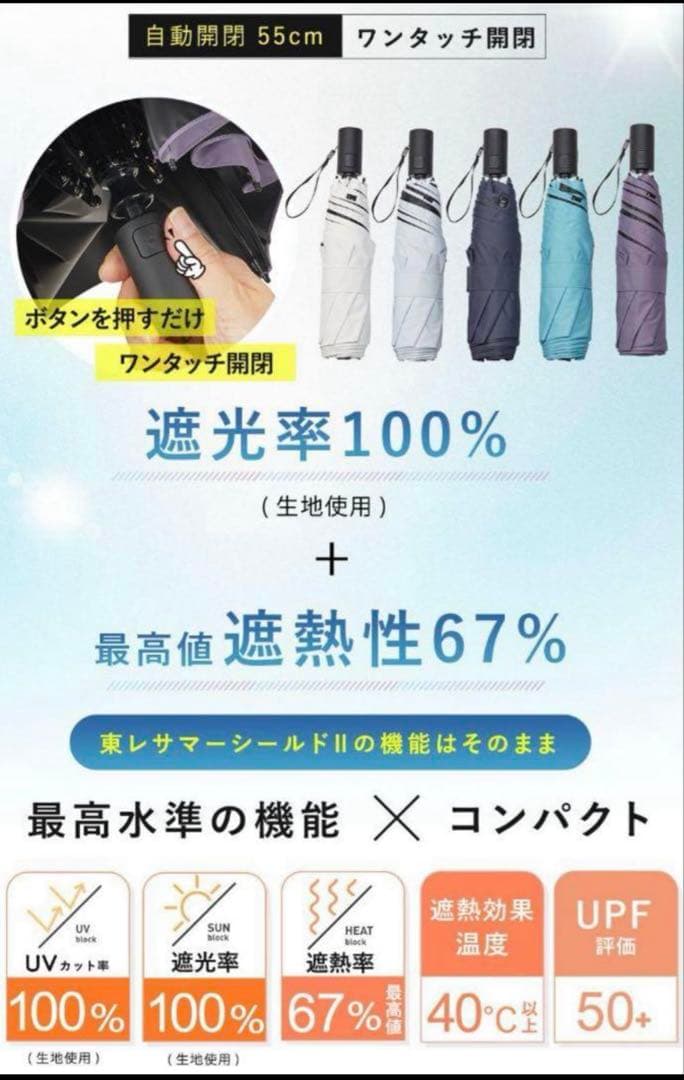 ◆COKAGE+ ACTIVE◆自動開閉 55cm 切り継ぎ パウダーブルー