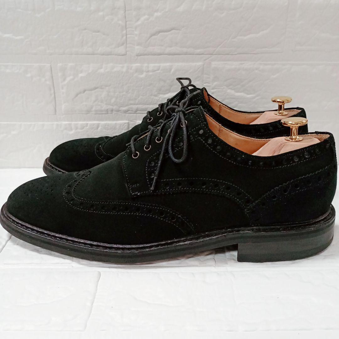 Berwick 3662 ブラック スエード ウィングチップシューズ