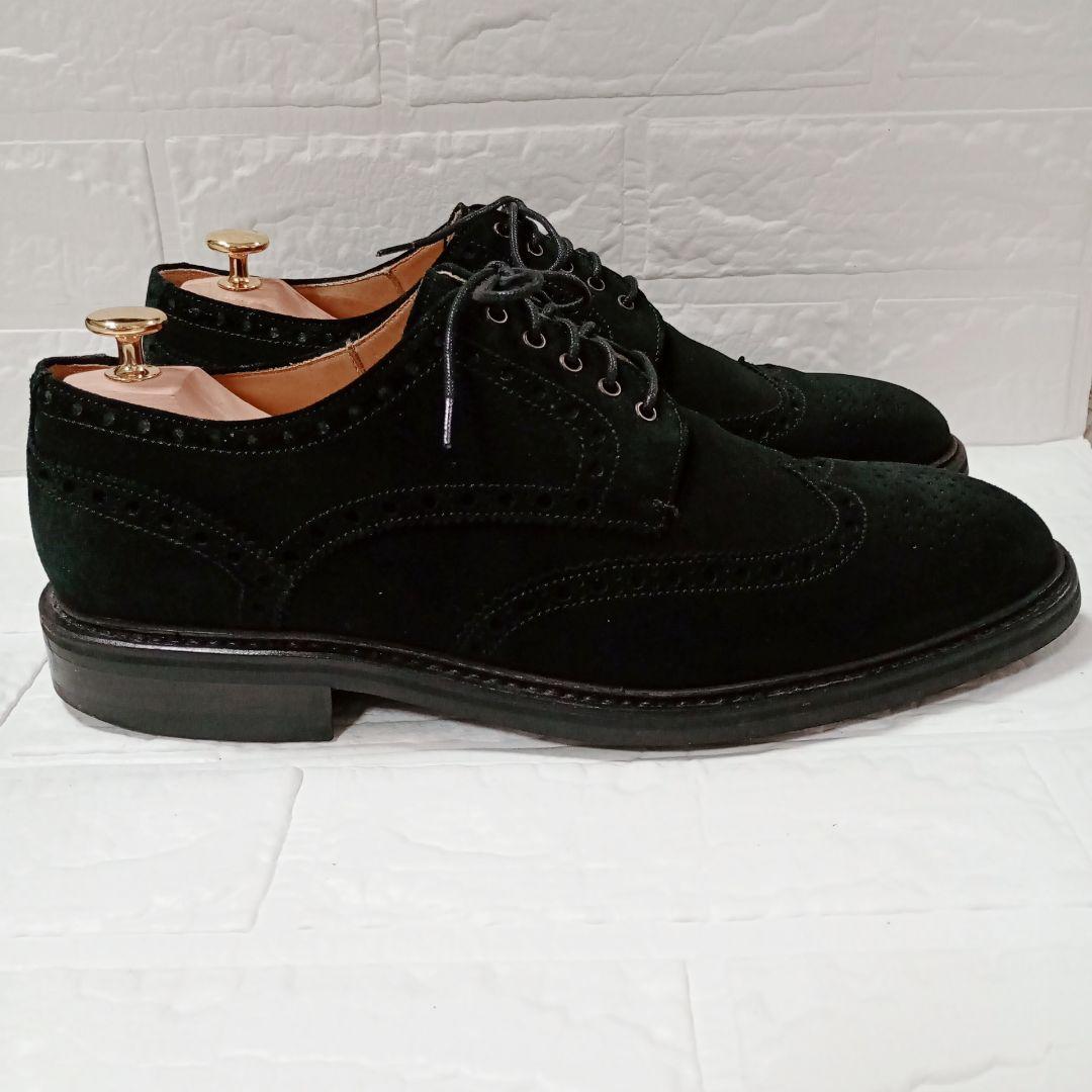 Berwick 3662 ブラック スエード ウィングチップシューズ