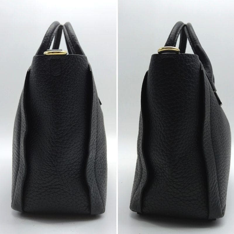 美品✨フルラ カプリッチョ S 2way ハンドバッグ ブラック レザー シボ革