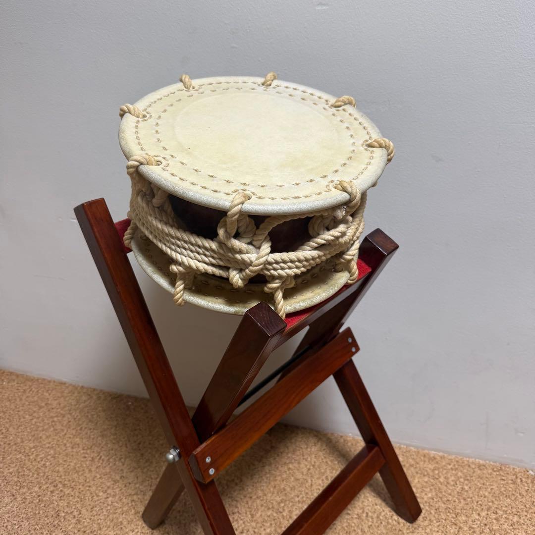 締太鼓 紐締め 平太鼓 和太鼓　スタンド付き　太鼓　祭り