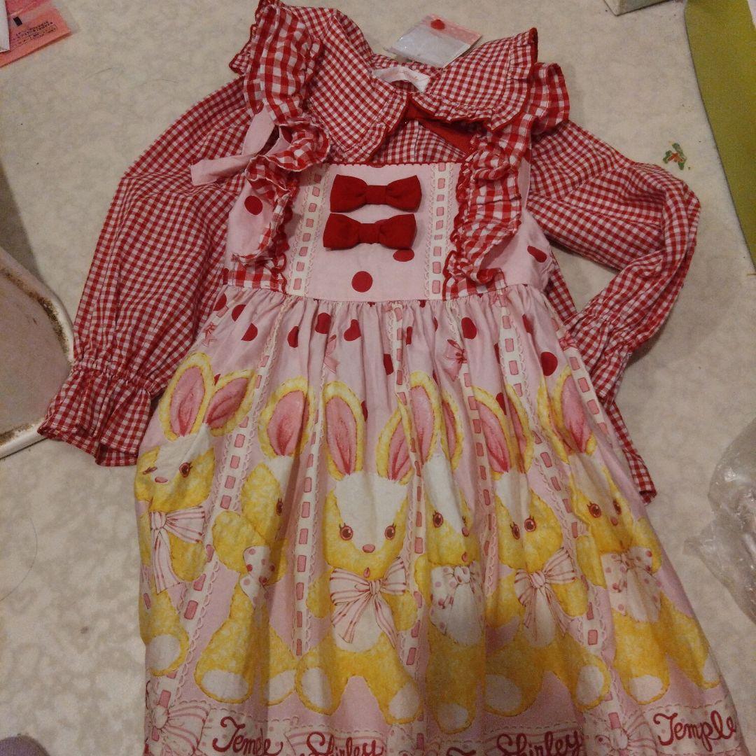 シャーリー・テンプル ウサギプリント ワンピースセット 100cm~