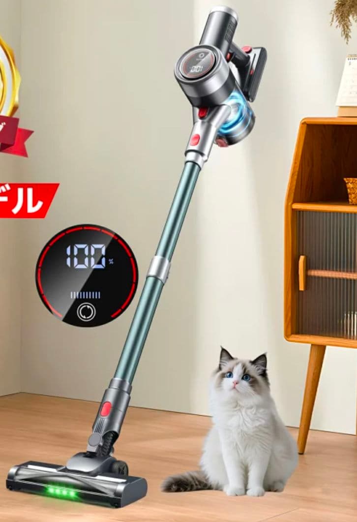 コードレス掃除機 スティッククリーナー 65分連続稼働 サイクロン式 強力吸引