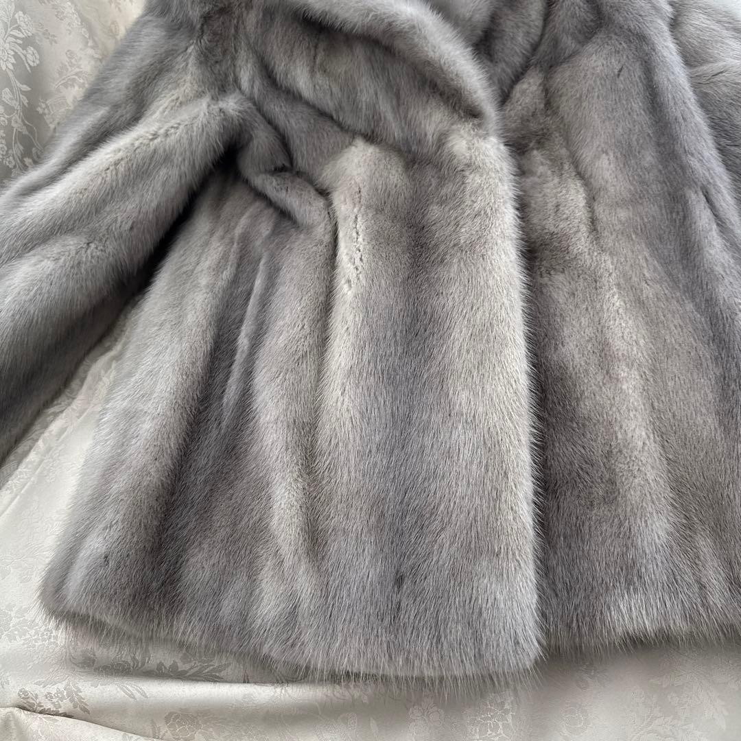 サファイアミンク ショートコート ジャケット ライトグレー 9号