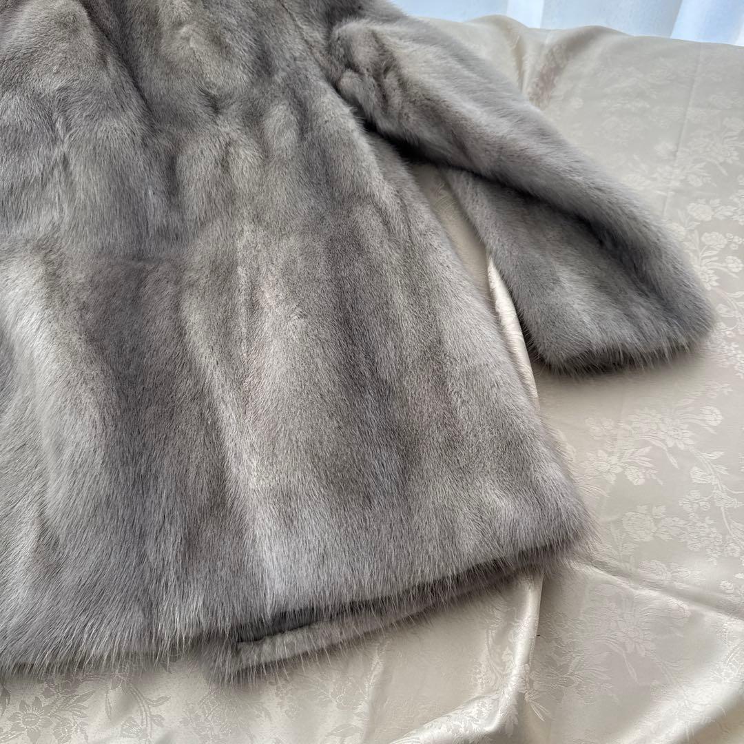 サファイアミンク ショートコート ジャケット ライトグレー 9号