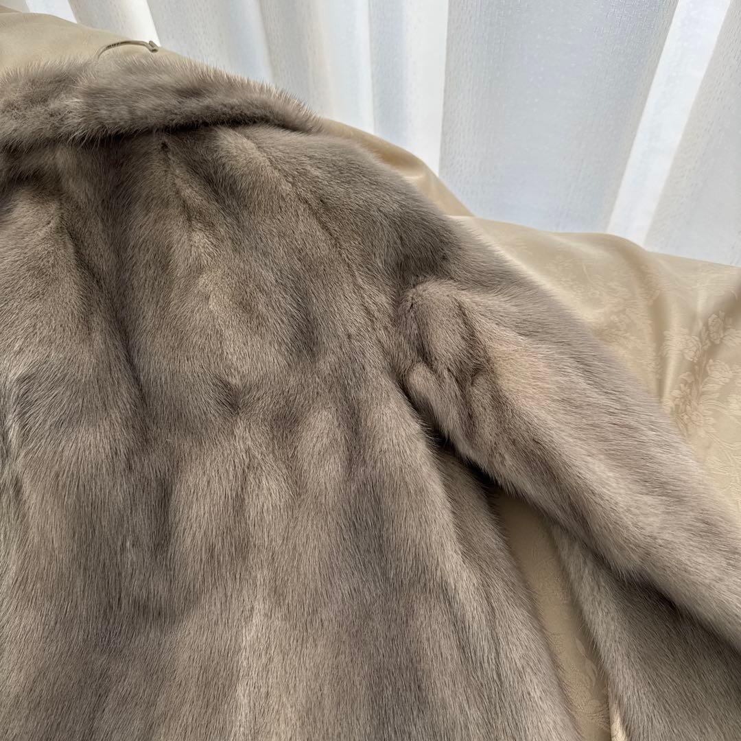 サファイアミンク ショートコート ジャケット ライトグレー 9号