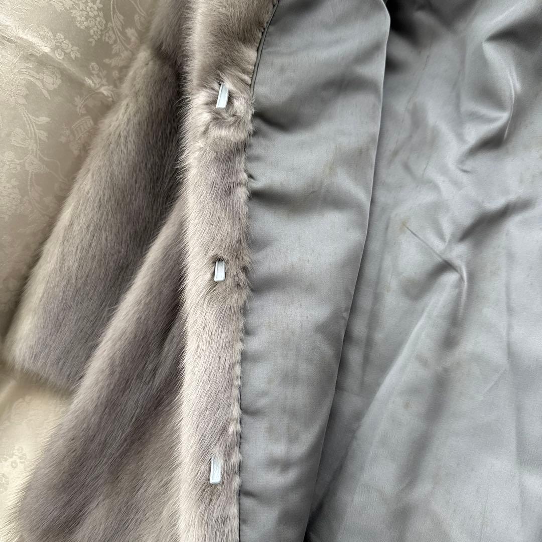 サファイアミンク ショートコート ジャケット ライトグレー 9号