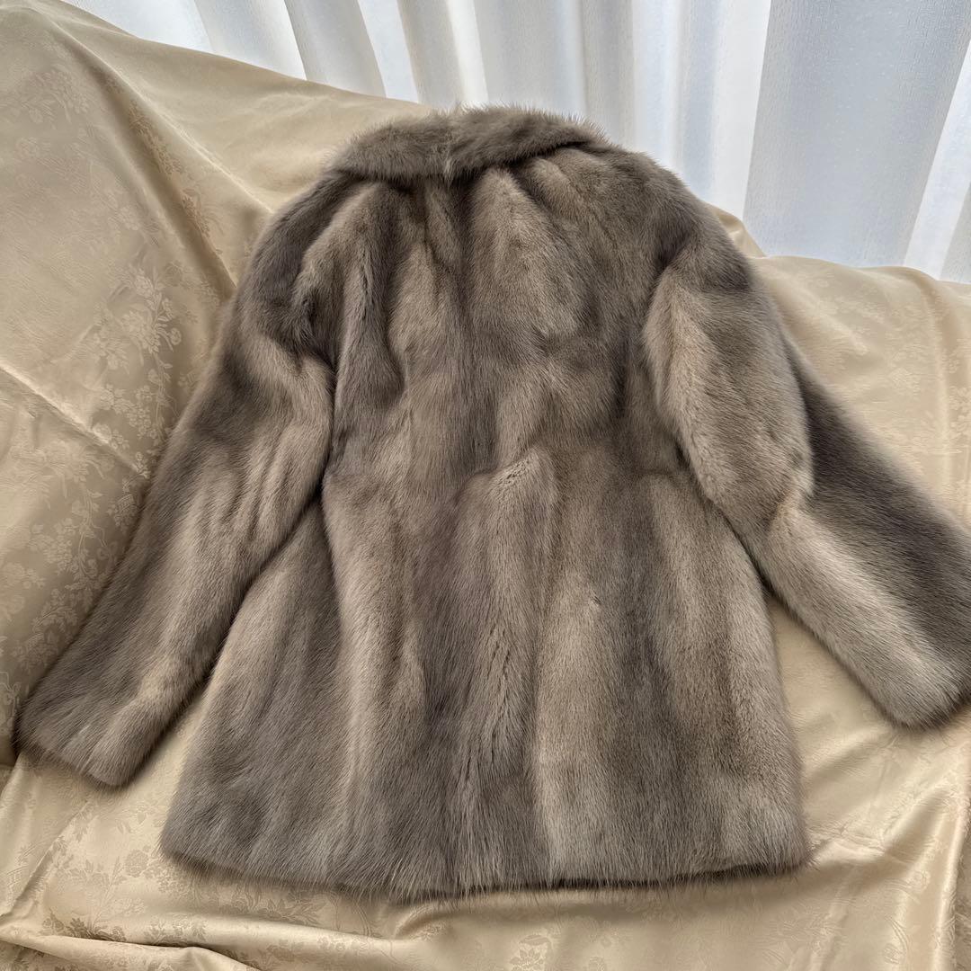 サファイアミンク ショートコート ジャケット ライトグレー 9号